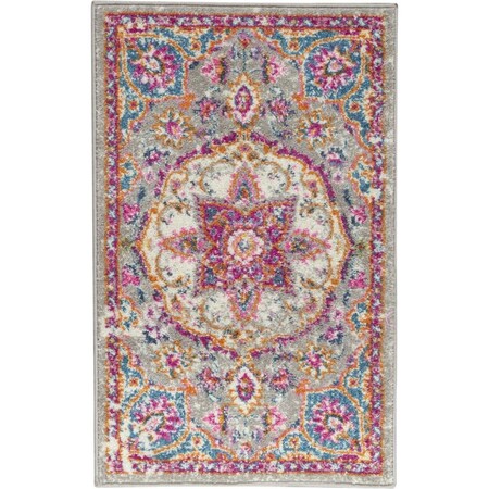 Palacedesigns 2 x 3 ft. Gray & Pink Medallion Scatter Area Rug - Gray Pink - 2' x 3' PA3663230